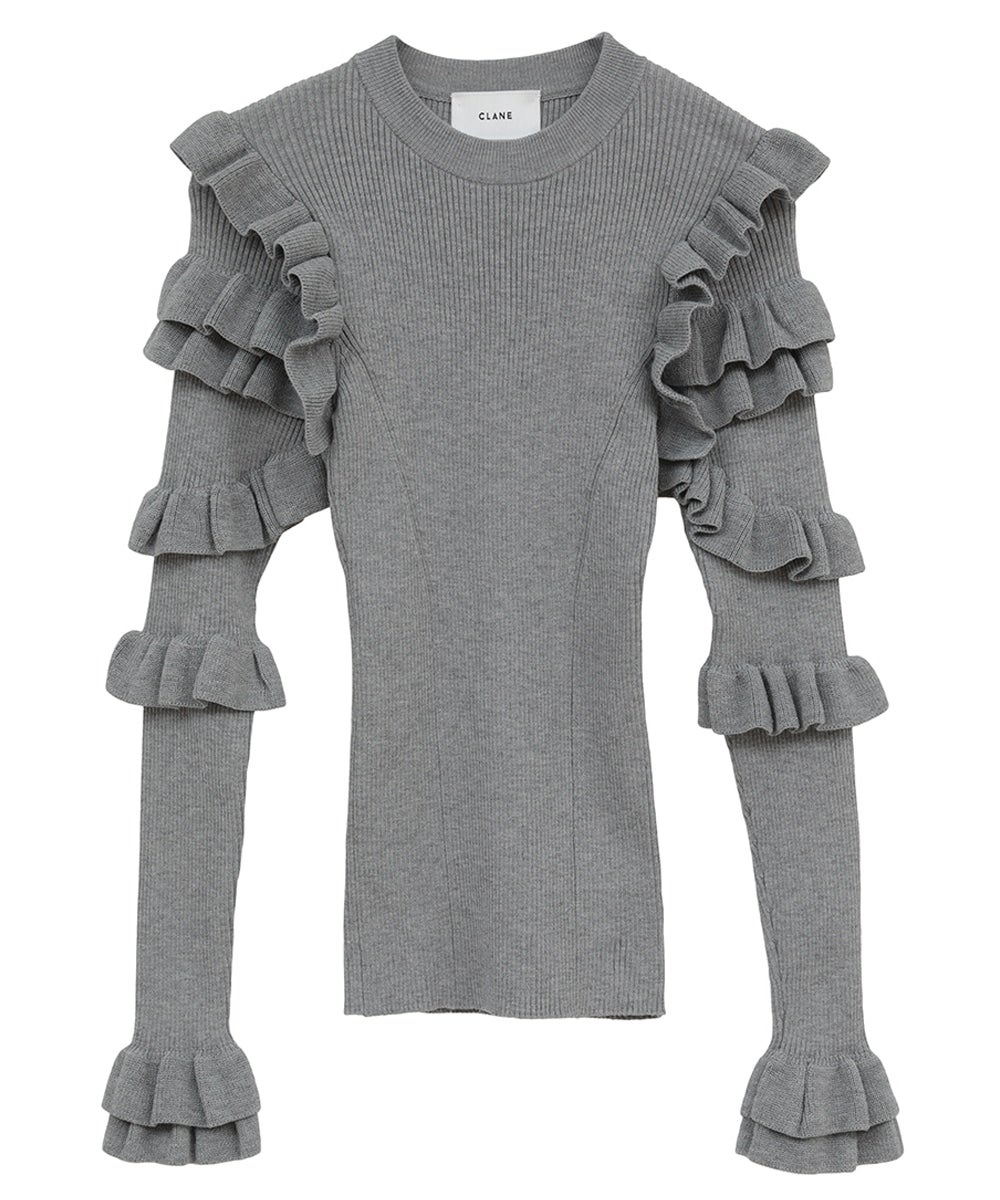 FRILL SLEEVE KNIT TOPS