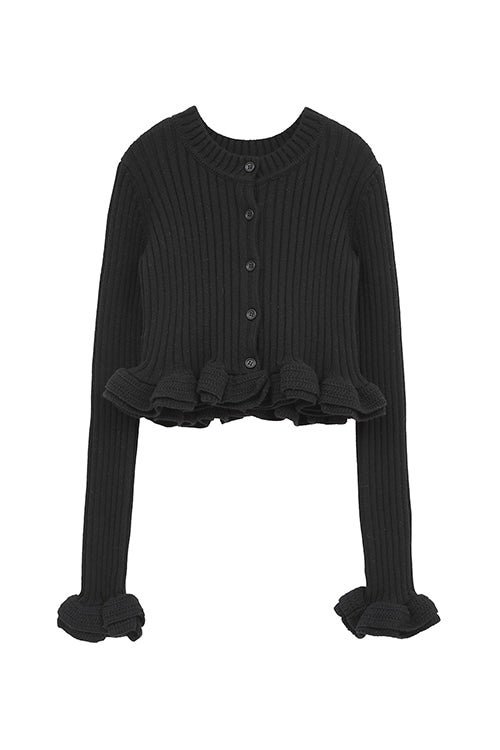 【PRE ORDER 2BUY 10%OFF】W FACE SHORT FRILLED KNIT TOPS