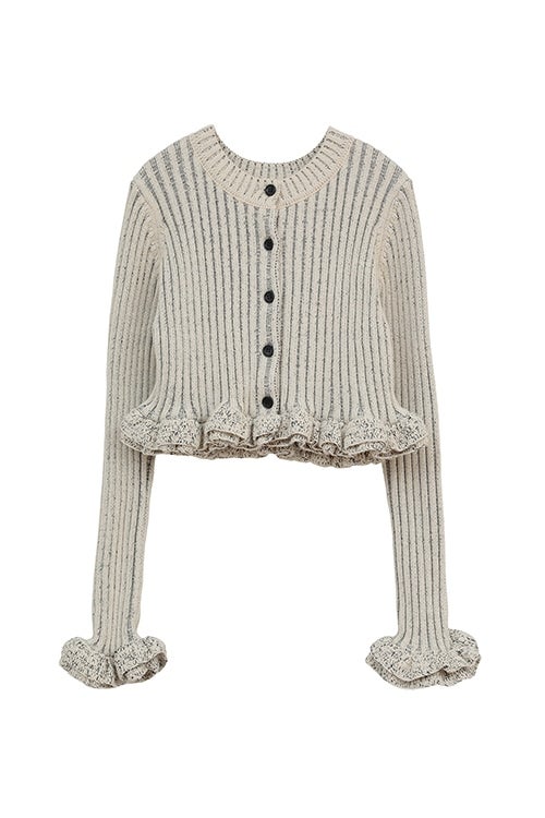 【PRE ORDER 2BUY 10%OFF】W FACE SHORT FRILLED KNIT TOPS