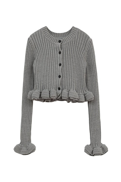 【PRE ORDER 2BUY 10%OFF】W FACE SHORT FRILLED KNIT TOPS