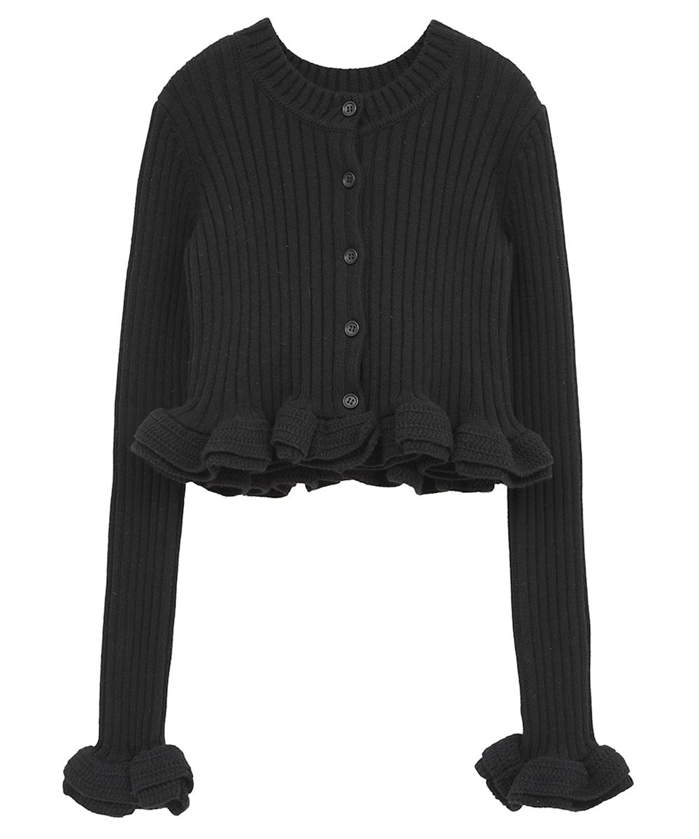 PRE ORDER 2BUY 10%OFF】W FACE SHORT FRILLED KNIT TOPS｜TOPS