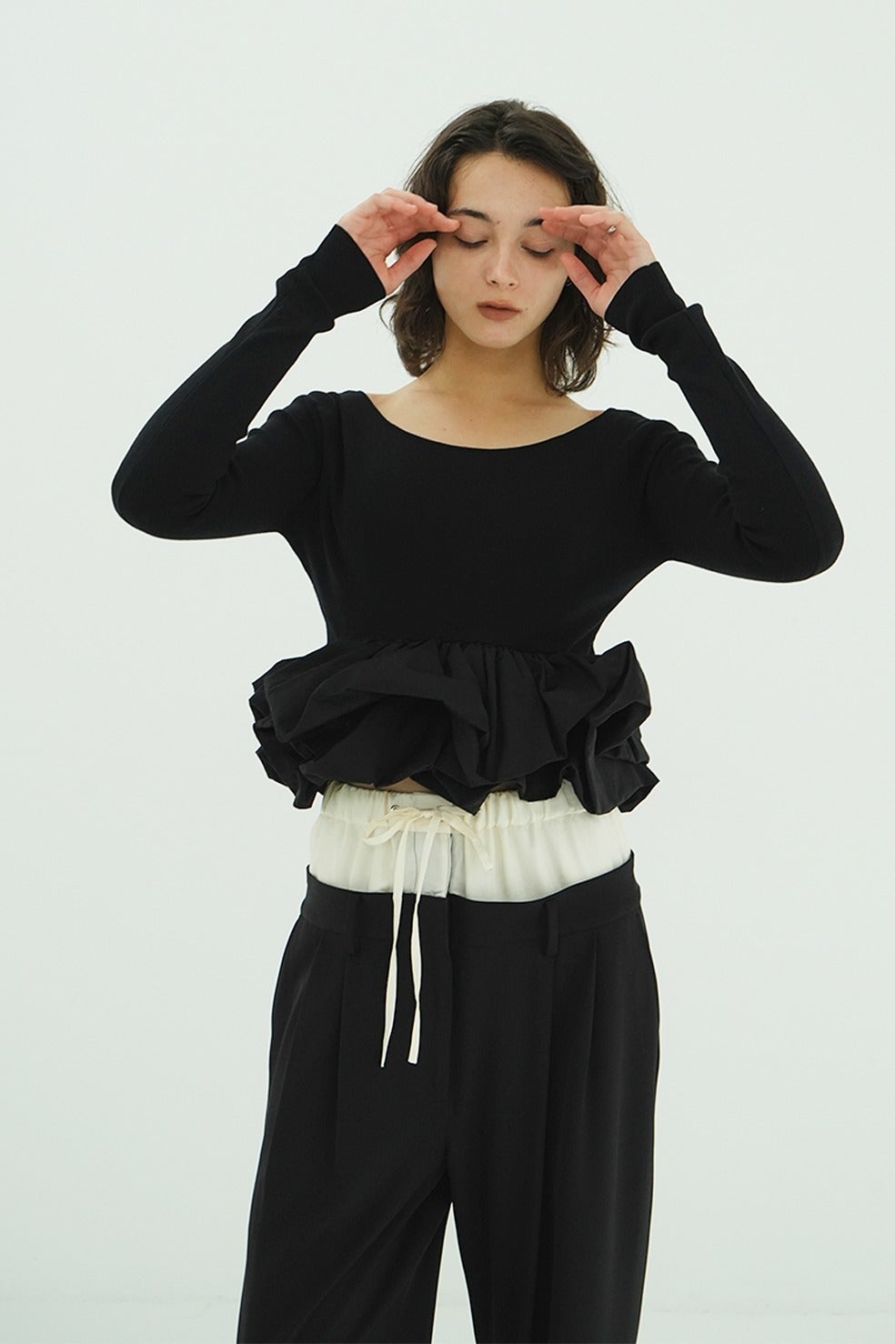 W BALLOON SHORT KNIT TOPS｜TOPS(トップス)｜CLANE OFFICIAL ONLINE STORE