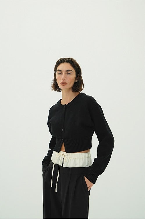 W FACE SHORT KNIT CARDIGAN