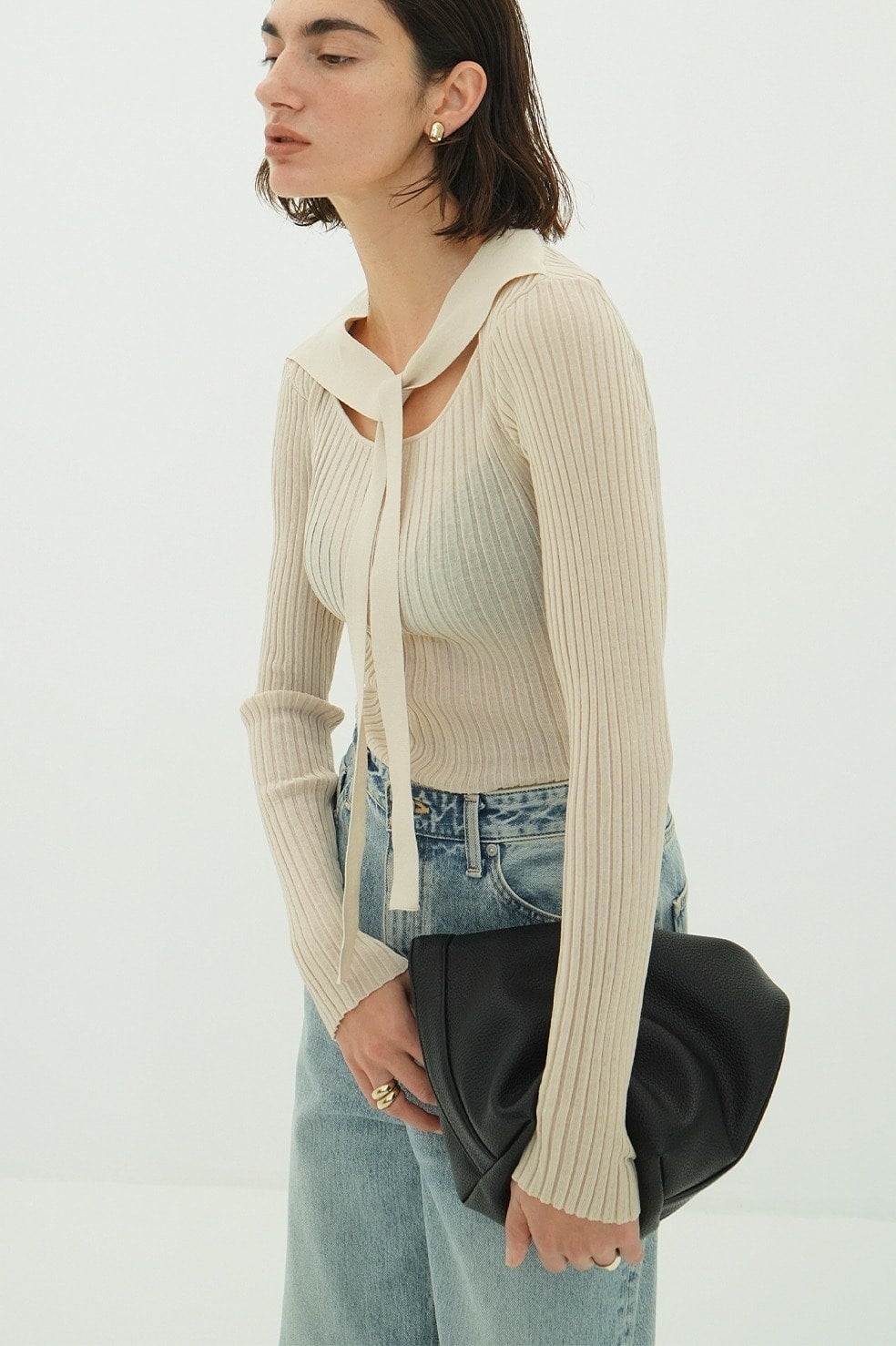 SHEER RIB RIBBON KINT TOPS｜TOPS(トップス)｜CLANE OFFICIAL ONLINE