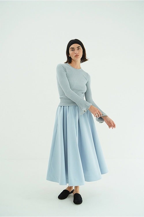 EMBELLISHED FRILL SLEEVE KNIT TOPS