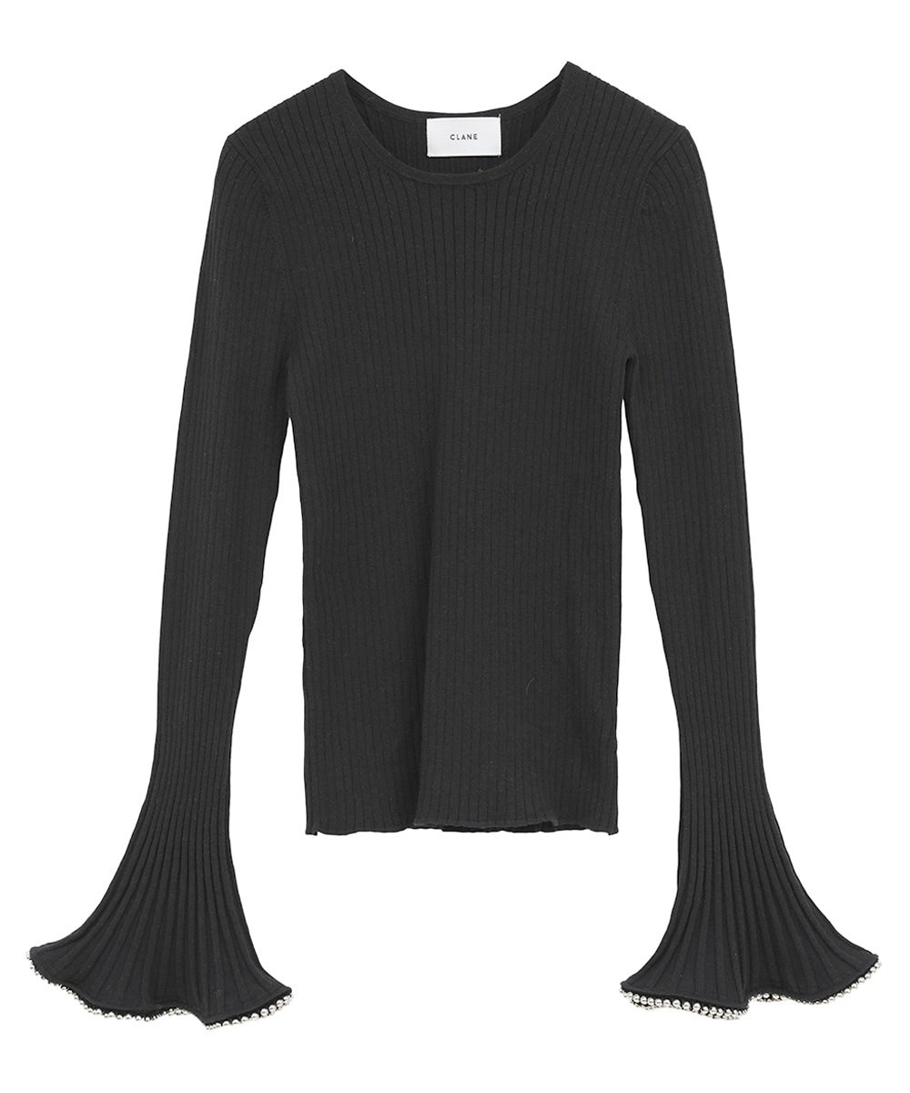 EMBELLISHED FRILL SLEEVE KNIT TOPS｜TOPS(トップス)｜CLANE OFFICIAL
