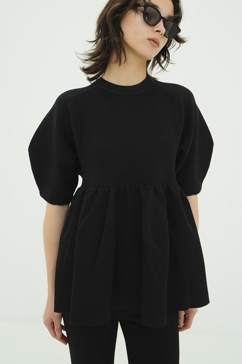 PEPLUM HALF SLEEVE KNIT TOPS