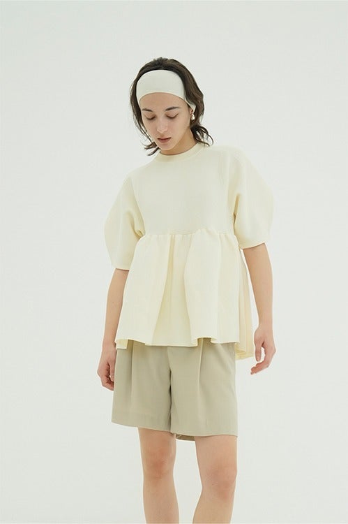 PEPLUM HALF SLEEVE KNIT TOPS