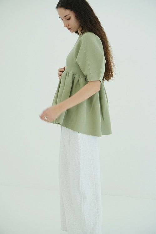 PEPLUM HALF SLEEVE KNIT TOPS