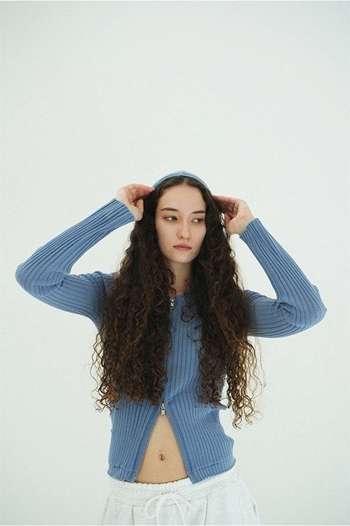 SHEER HOODED KNIT CARDIGAN