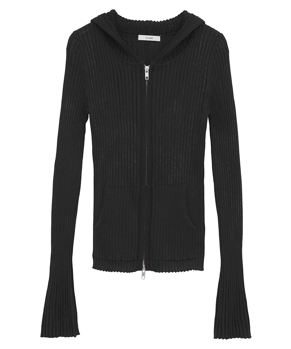 SHEER HOODED KNIT CARDIGAN｜TOPS(トップス)｜CLANE OFFICIAL ONLINE