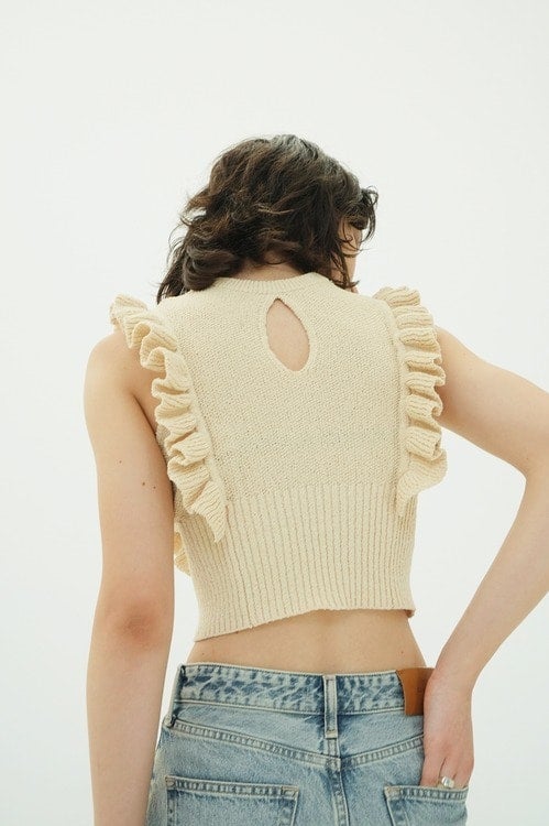 FRILL SLEEVE KNIT TOPS