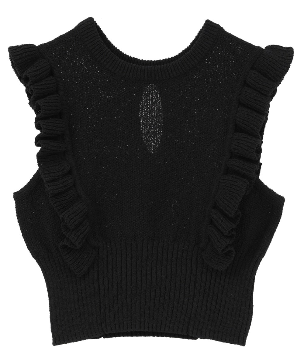 CLANE FRILL SLEEVE KNIT TOPSブラック2サイズ新品 FRILL SLEEVE KNIT TOPS（ニット/セーター）｜CLANE（クラネ）の