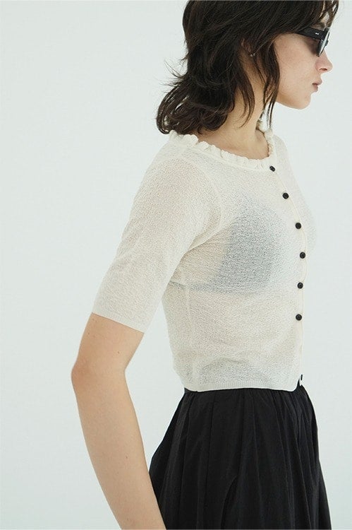 W FACE FRILL KNIT CARDIGAN