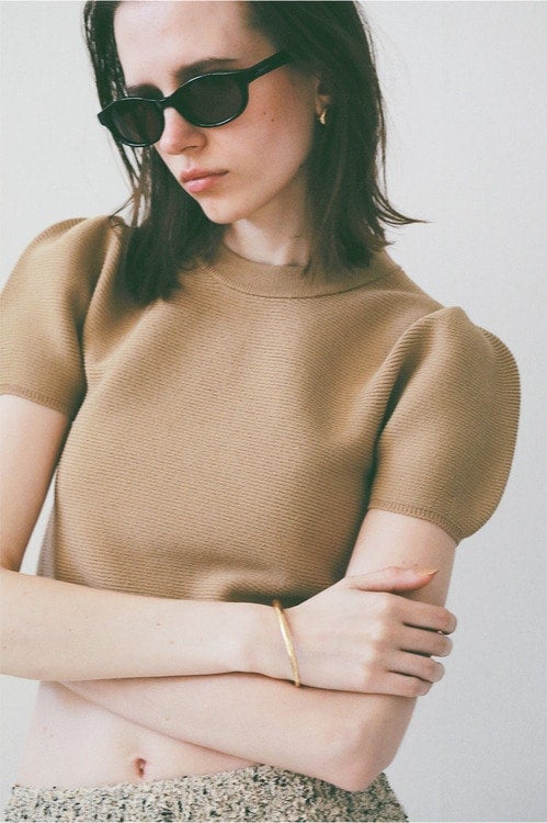 PUFF SLEEVE COMPACT KNIT TOPS