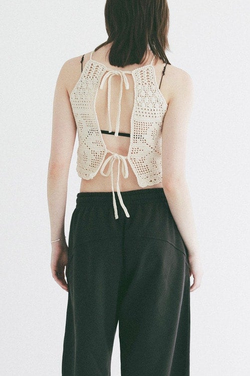 CROCHET CAMI KNIT TOPS