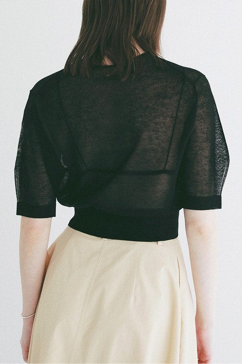 SHEER ROLL NECK H/S KNIT TOPS