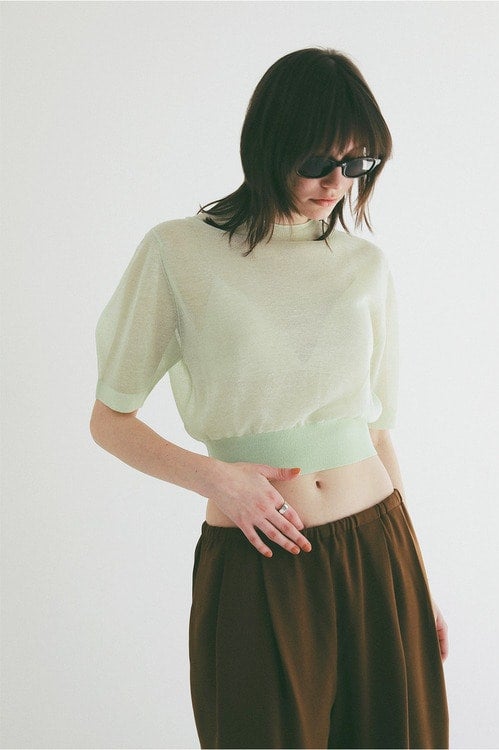 SHEER ROLL NECK H/S KNIT TOPS