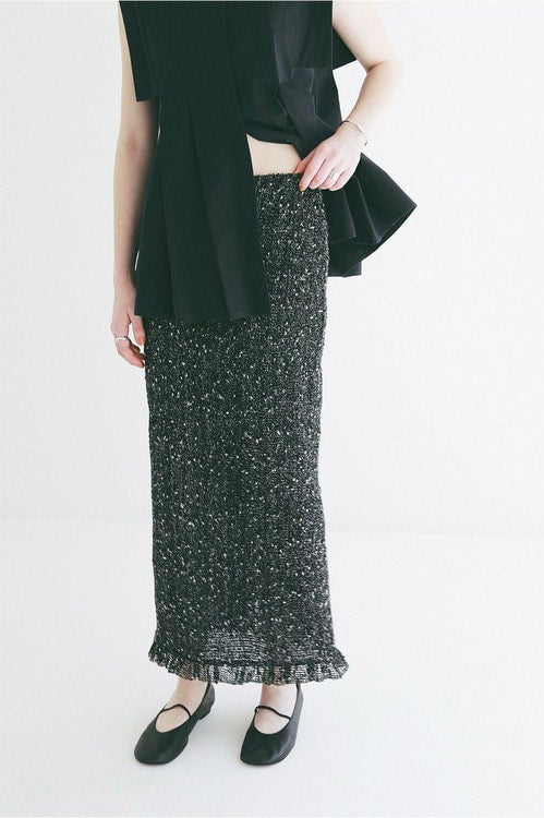 MIX MESH GATHER SKIRT