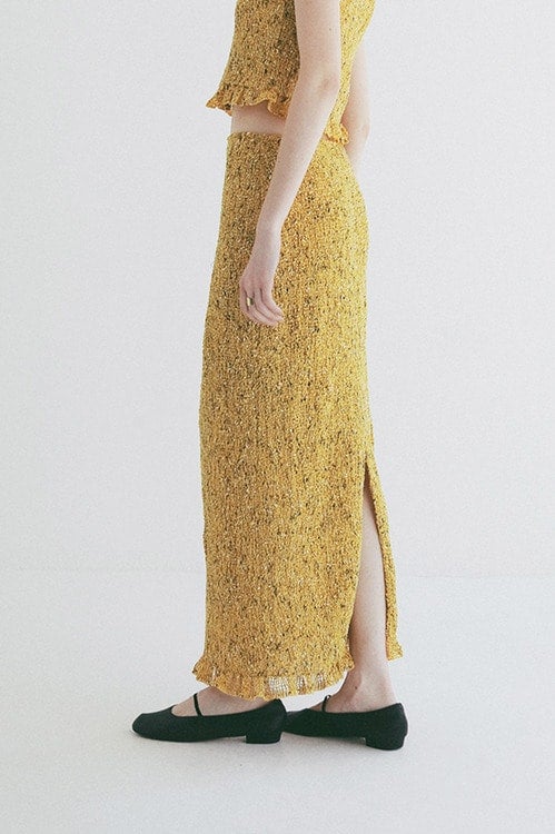 MIX MESH GATHER SKIRT