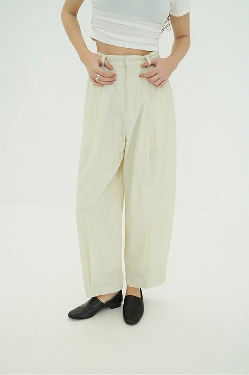 WOOL NYLON TUCK PANTS