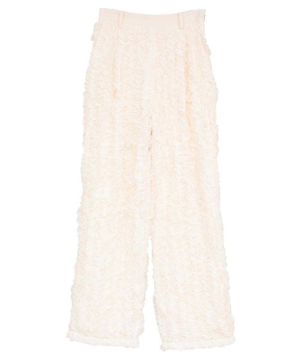 TOPSTITCHED FRILL STRAIGHT PANTS