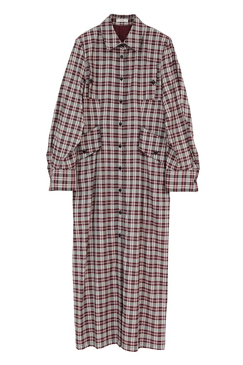 【PRE ORDER 2BUY 10%OFF】UP POCKET CHECK SHIRT ONEPIECE