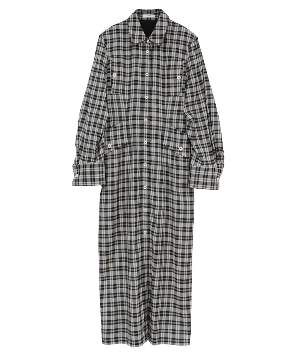 【PRE ORDER 2BUY 10%OFF】UP POCKET CHECK SHIRT ONEPIECE
