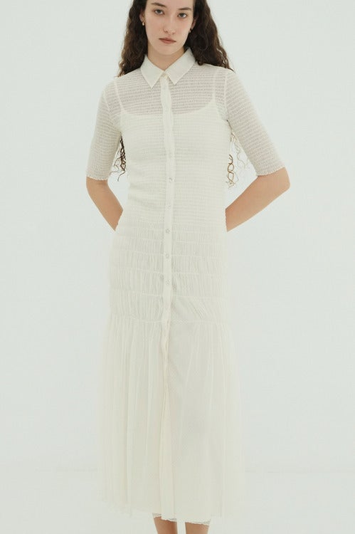 GATHERED MESH SHIRTS ONEPIECE