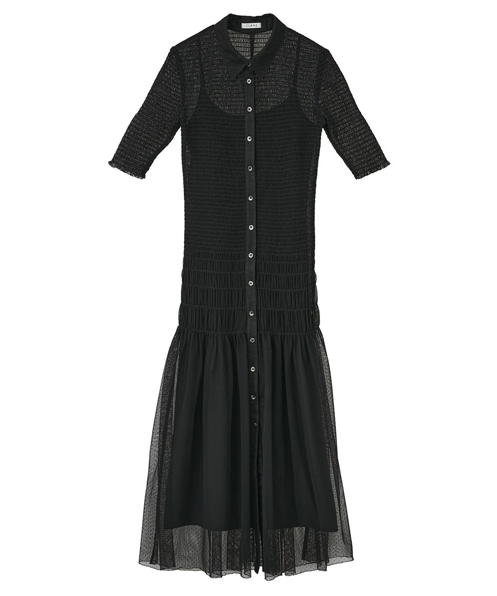 GATHERED MESH SHIRTS ONEPIECE｜DRESS(ドレス)｜CLANE OFFICIAL