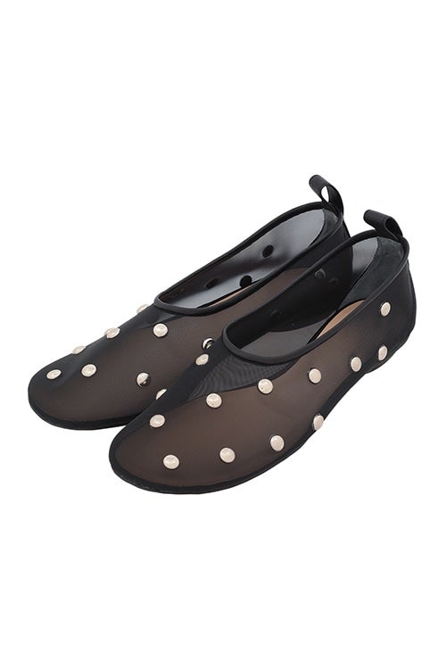 【PRE ORDER 2BUY 10%OFF】STUDDED MESH FLAT SHOES