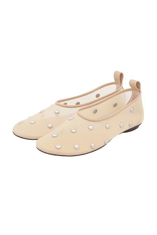 【PRE ORDER 2BUY 10%OFF】STUDDED MESH FLAT SHOES