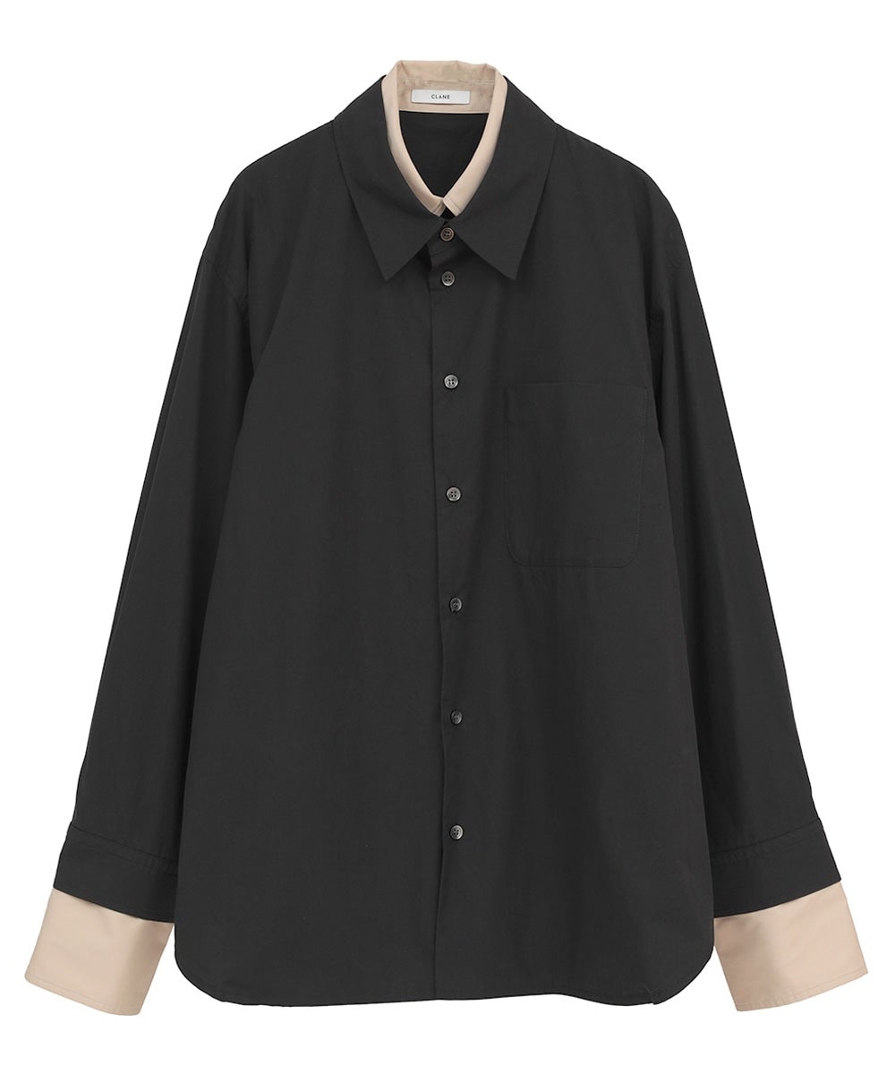 CLANE TWO TONE LAYERED SHIRTS ブラック　1 TWO TONE LAYERED SHIRTS｜TOPS(トップス)｜CLANE OFFICIAL ONLINE STORE