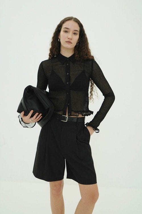 GATHERED MESH SHIRTS