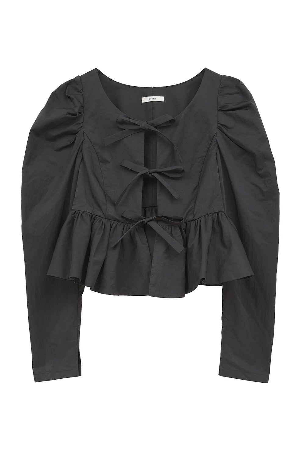CLANE 26SS SHORT PEPLUM RIBBON TOPS ブラック SHORT PEPLUM RIBBON TOPS｜TOPS(トップス)｜CLANE OFFICIAL ONLINE STORE