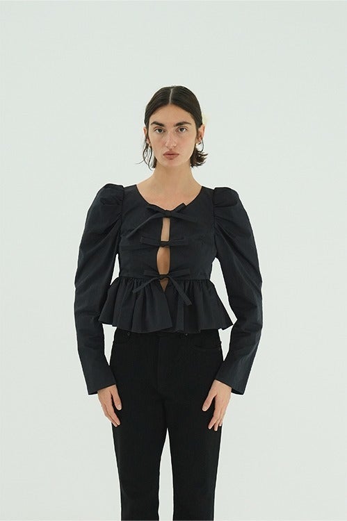 SHORT PEPLUM RIBBON TOPS