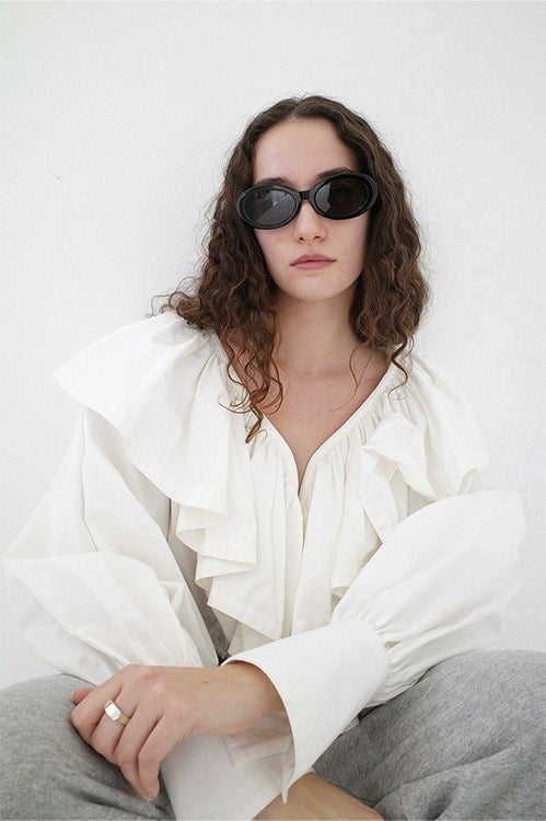 FRILL COLLAR SHORT BLOUSE