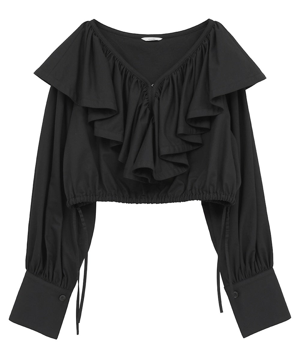 FRILL COLLAR SHORT BLOUSE