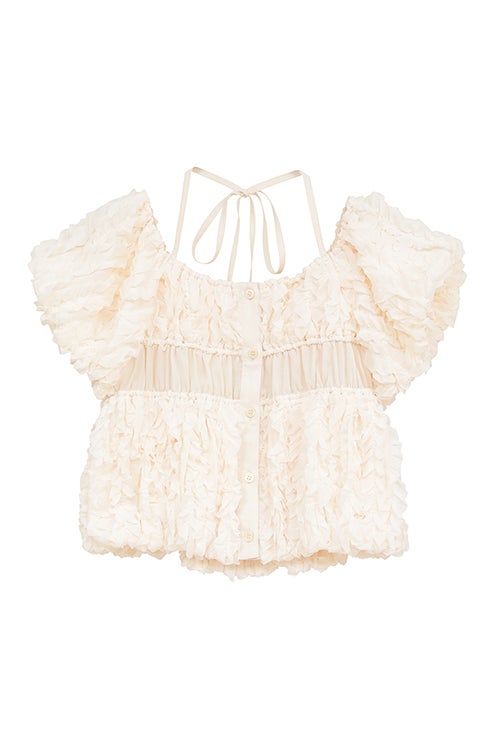 W FACE TOPSTITCHED FRILL TOPS