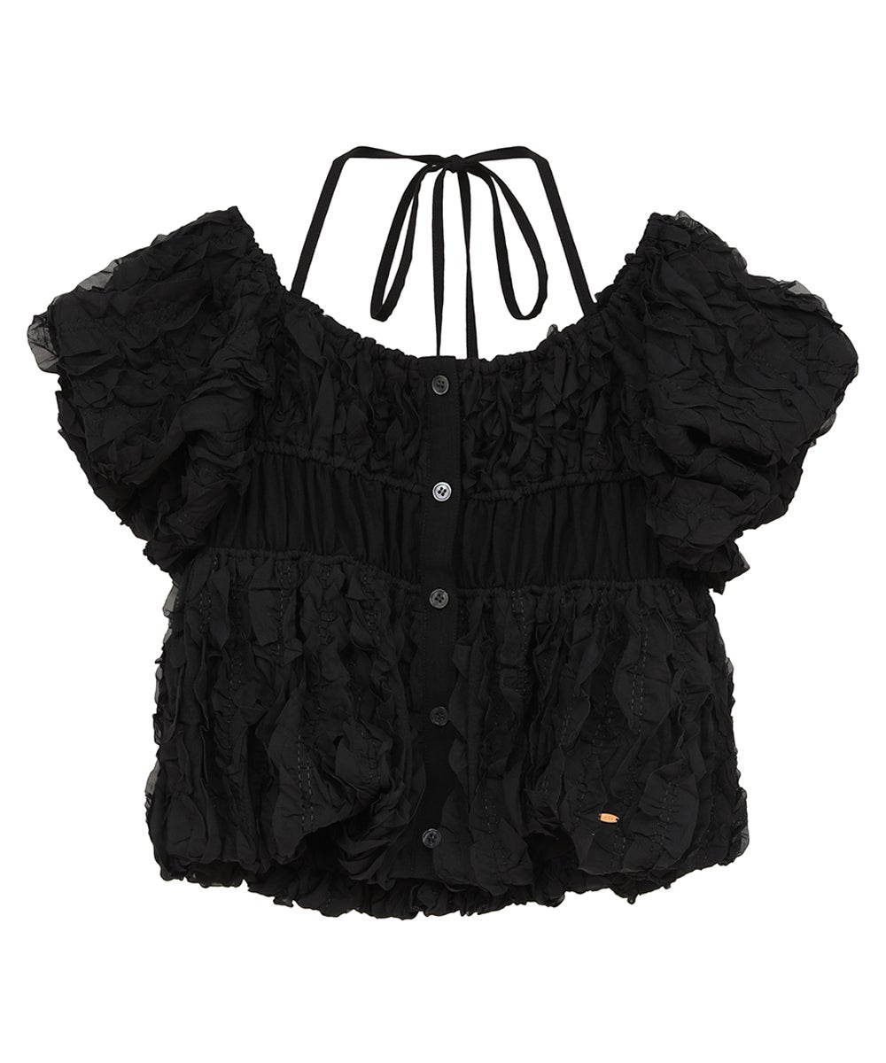 W FACE TOPSTITCHED FRILL TOPS