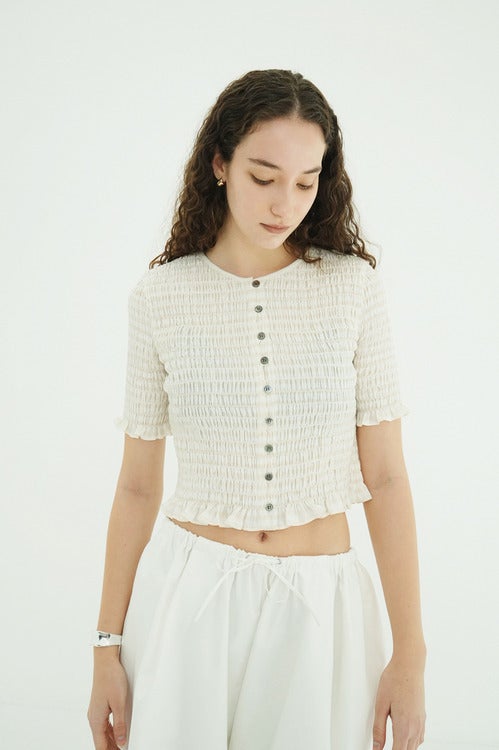 SHIRRING HALF SLEEVE BLOUSE