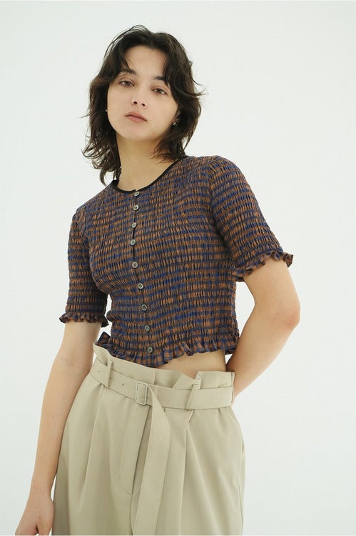 SHIRRING HALF SLEEVE BLOUSE