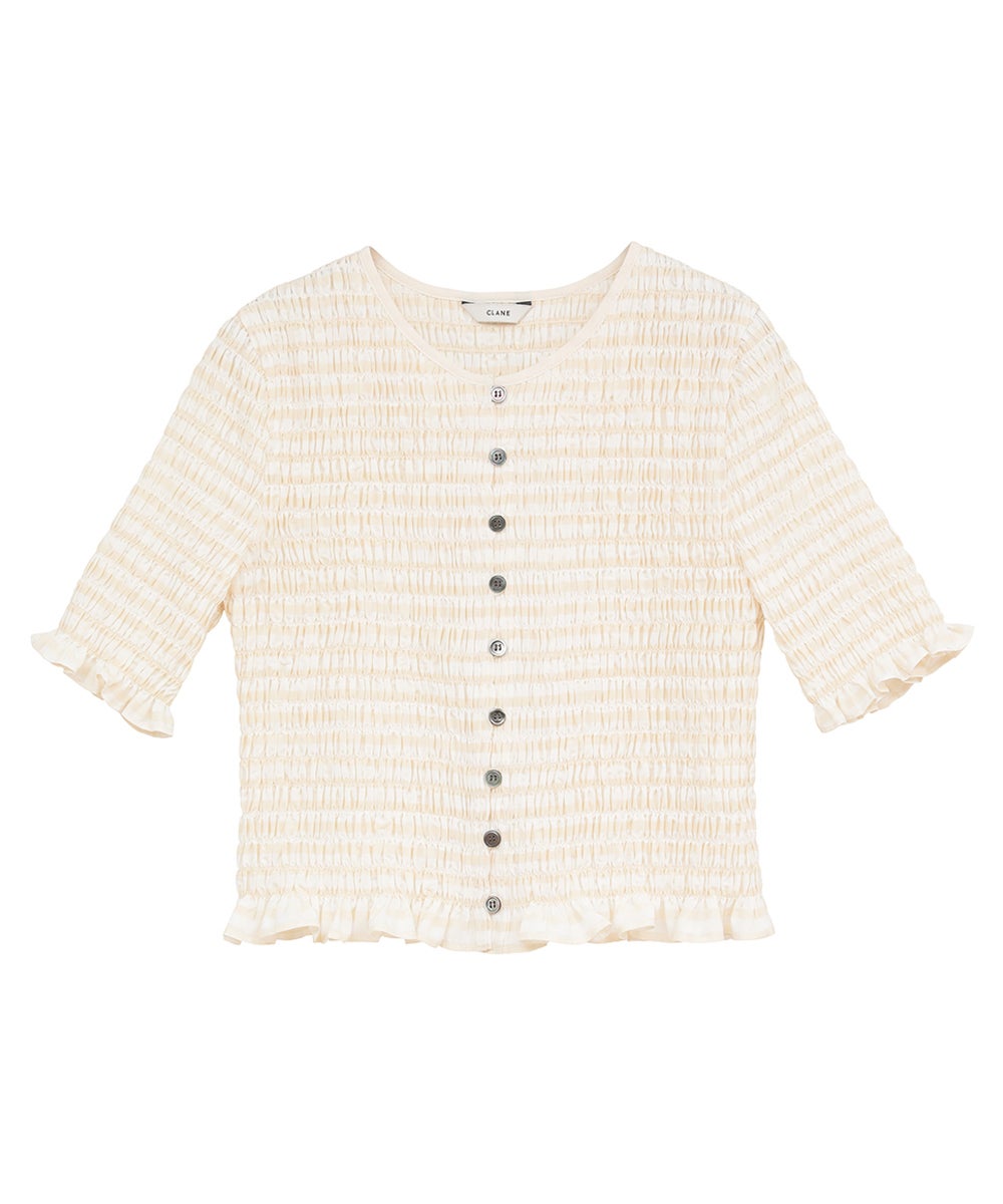 SHIRRING HALF SLEEVE BLOUSE