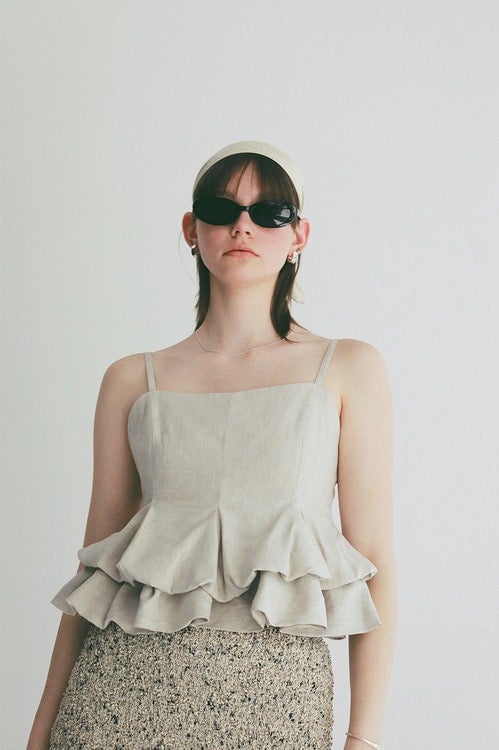 BUBBLE PEPLUM CAMI TOPS