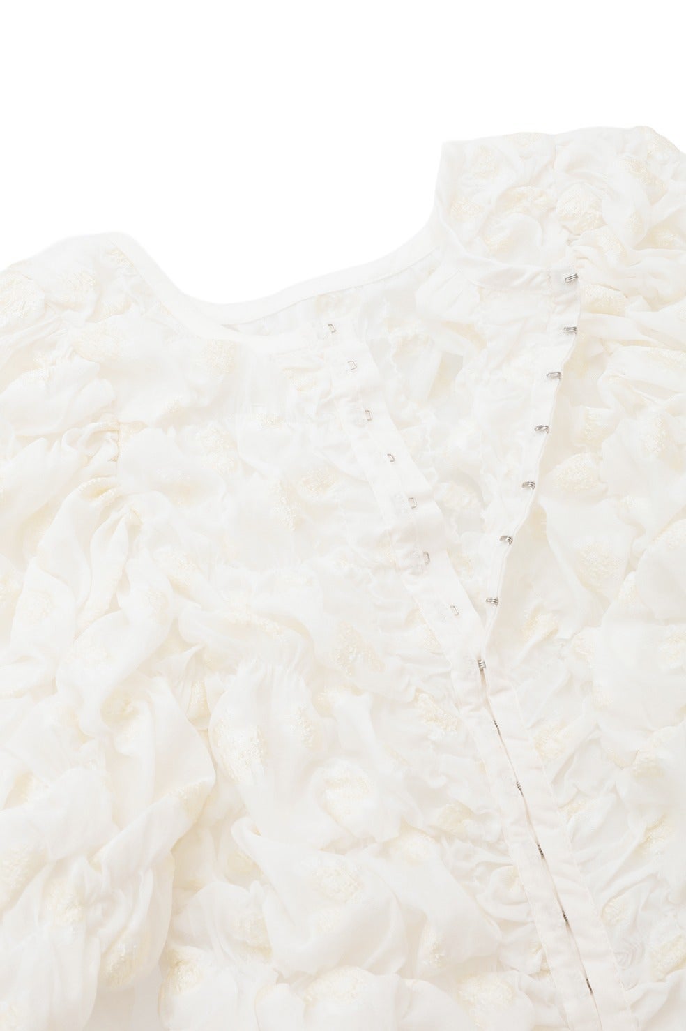 MINAMI TANAKA×CLANE W FACE FLOWER JACQUARD SHIRRING TOPS｜TOPS