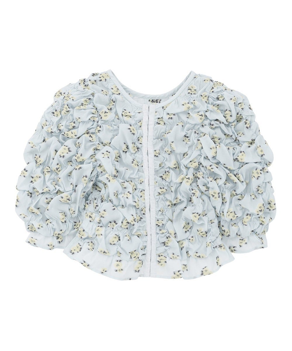 MINAMI TANAKA&times;CLANE W FACE FLOWER JACQUARD SHIRRING TOPS