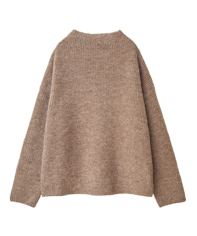 Knit Top with Collar - Beige - Ladies