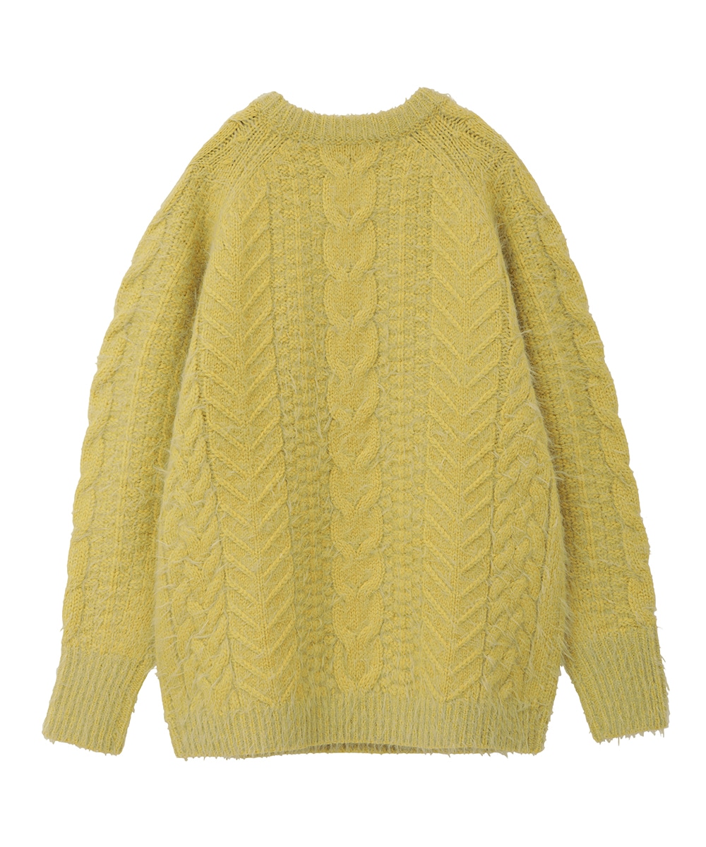 新品MANOFマノフ CABLE SHAGGY KNIT TOPS - ニット/セーター