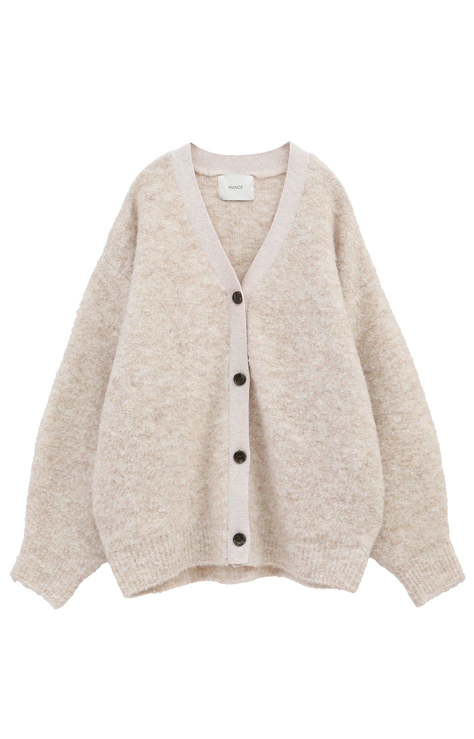 カーディガン MANOF BOUCLE KNIT CARDIGAN レディース MANOF（マノフ）の「MANOF BOUCLE KNIT CARDIGAN（カーディガン