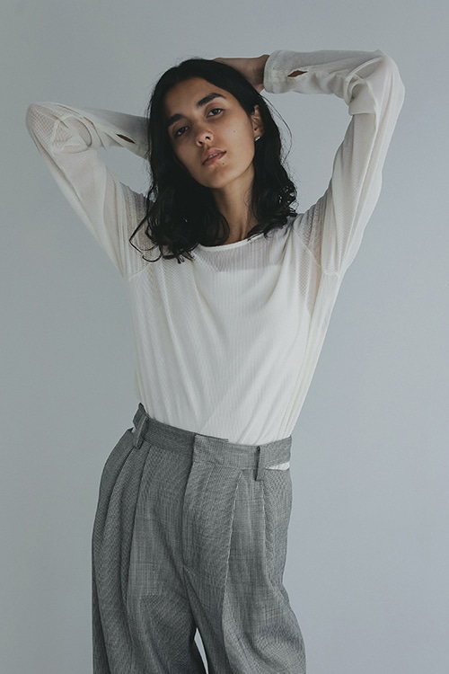 TULLE FLOCKED STRIPE TOPS